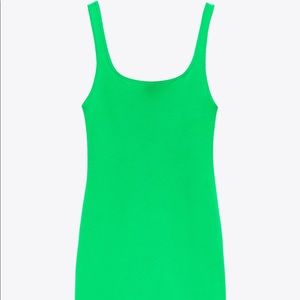 ZARA MIDI DRESS WITH STRAPS, GREEN SIZE M